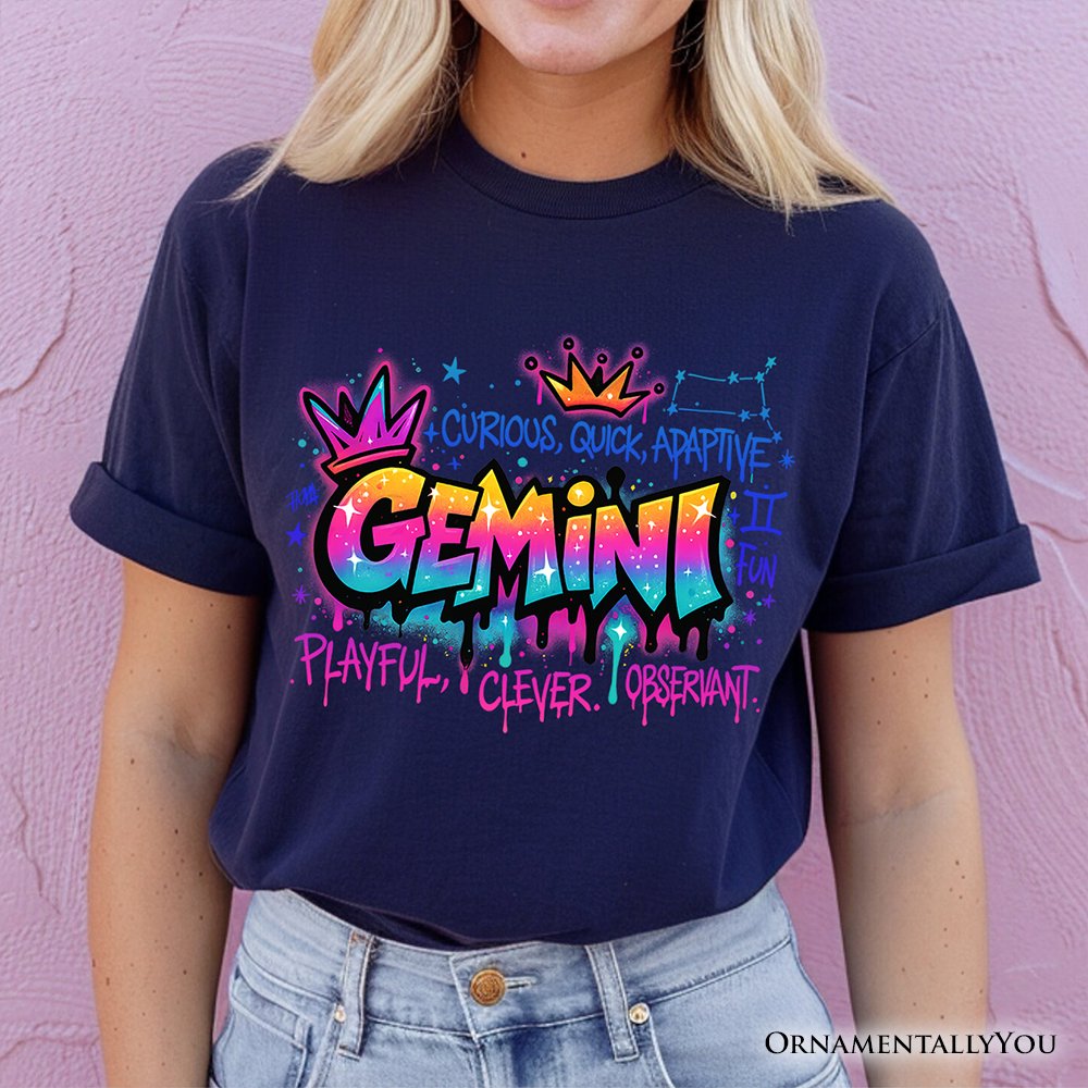 Gemini Graffiti Zodiac T-Shirt, Street Style Astrology Horoscope Tee T-Shirts OrnamentallyYou 