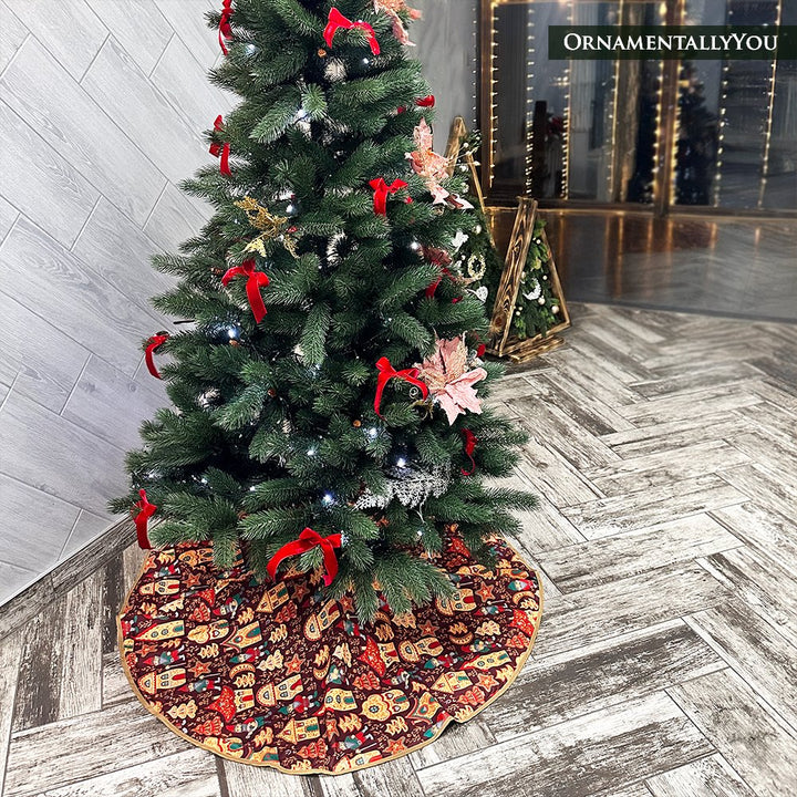 Gnome Folk Pattern Vintage Christmas Tree Skirt Tree Skirt Nantong Prince Home Fashion Co., Ltd. 