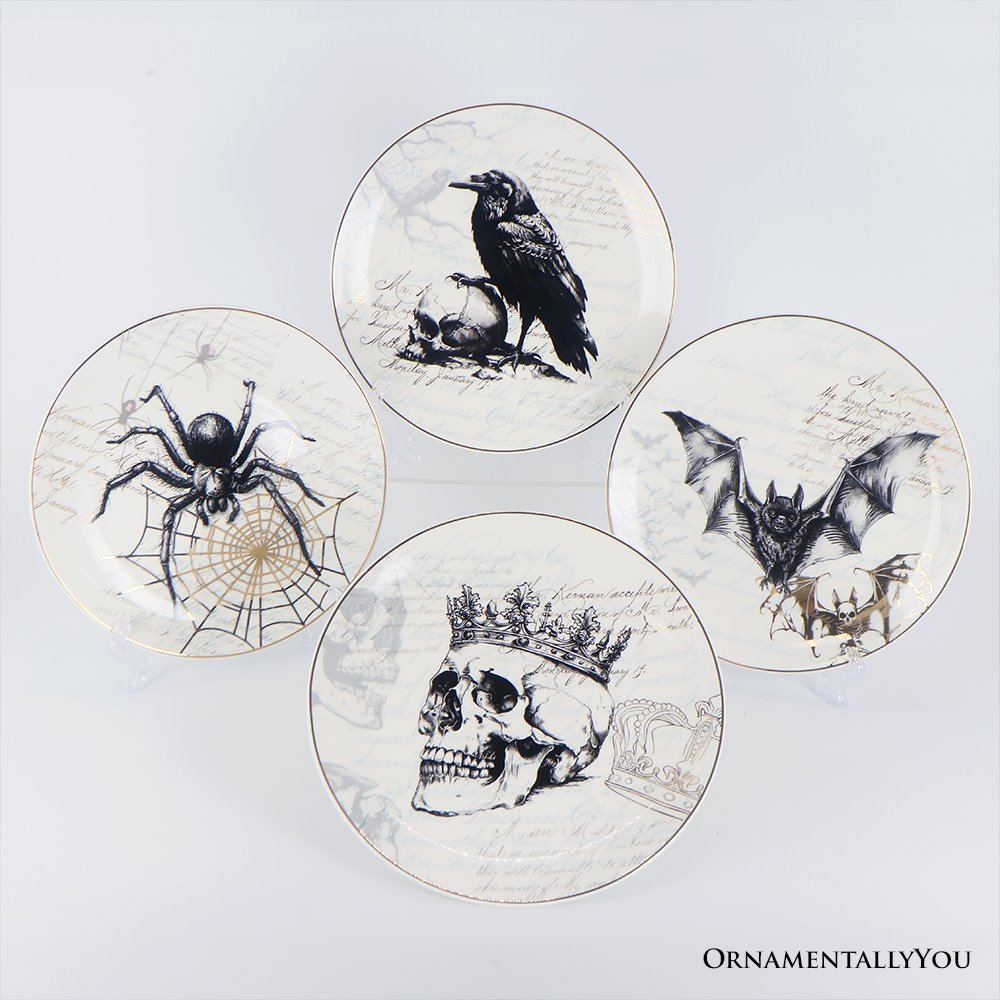 Gothic Elegance Set of 4 Plates with Real Gold Trim | OrnamentallyYou