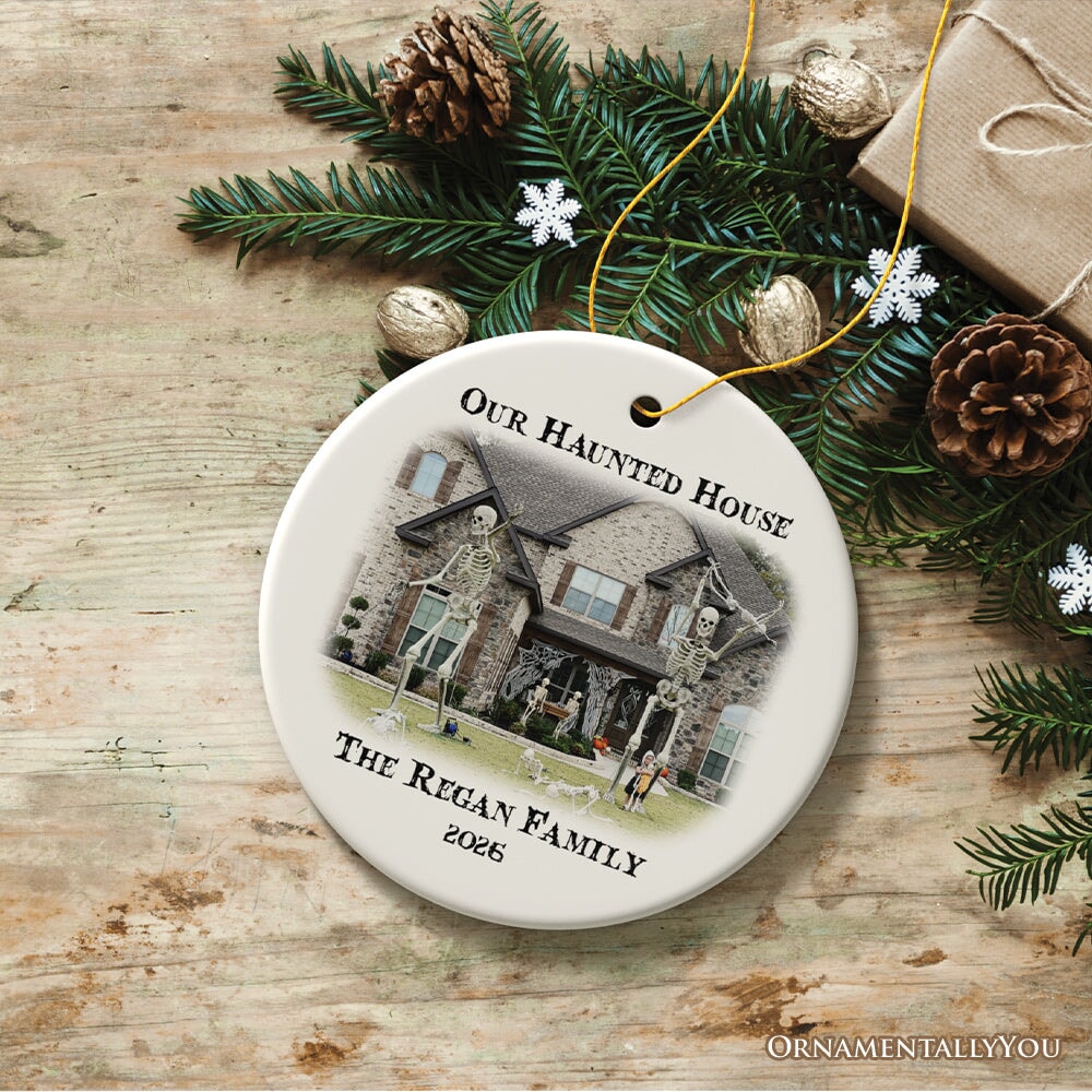 Haunted House Photograph Custom Tree Halloween Ornament Ceramic Ornament OrnamentallyYou 