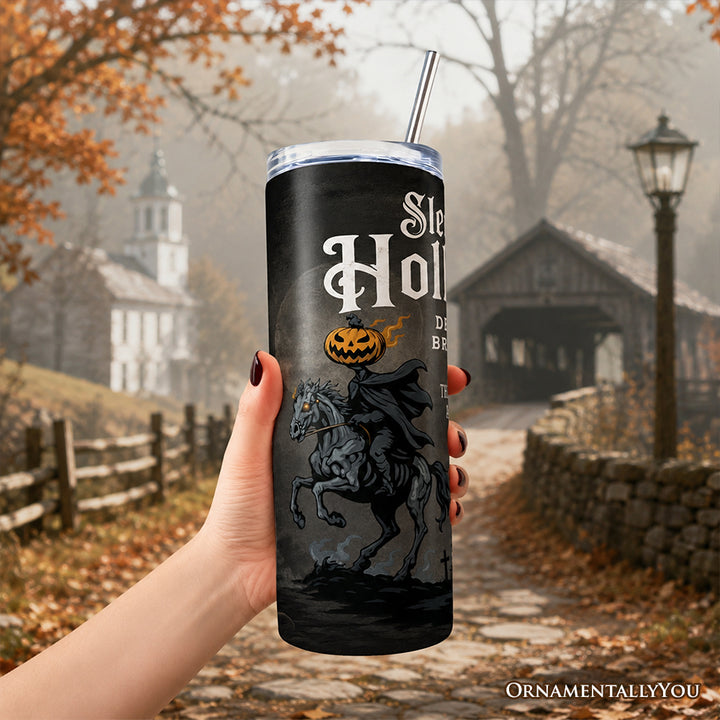 Headless Horseman Sleepy Hollow Halloween 20oz Personalized Tumbler With Lid and Stainless Steel Straw, Dead and Breakfast Retro Gift Cup