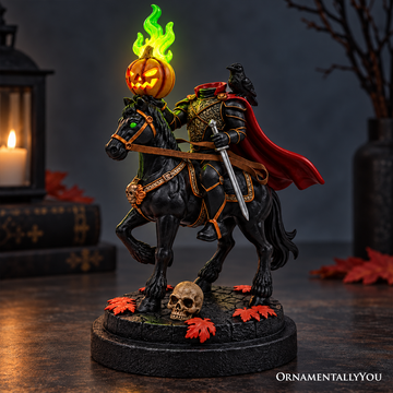 (PRE-ORDER) Headless Horseman Sleepy Hollow LED Lighted Statue, 9" Hauntingly Halloween Decoration Figurines