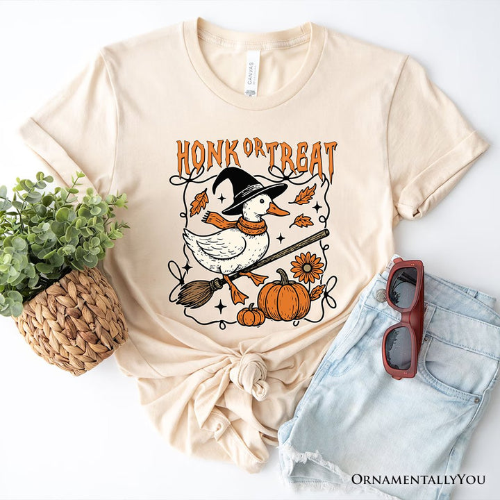 Honk or Treat Goose T-Shirt, Hilarious Halloween Tee for Silly Bird Enthusiasts T-Shirts OrnamentallyYou Natural XS 