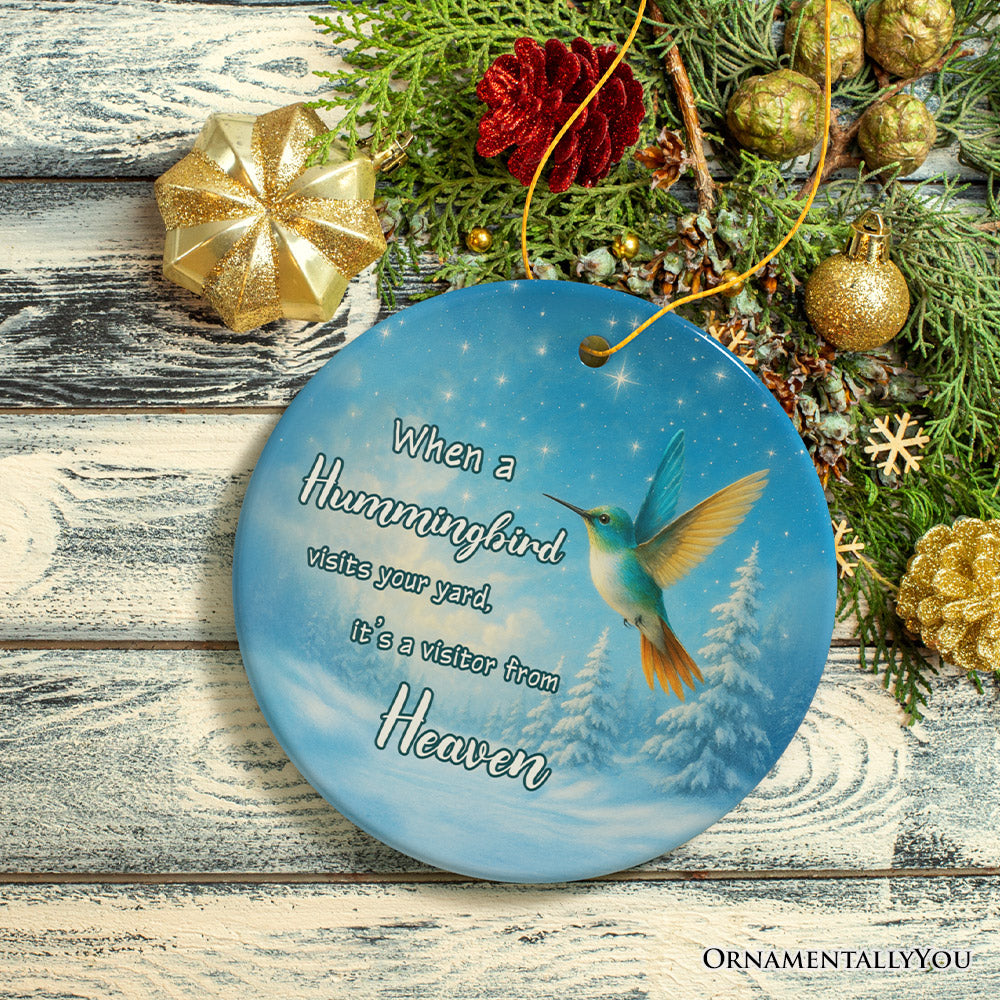 Hummingbird Visitor from Heaven Ornament, Sentimental Memorial Christmas Gift and Remembrance Keepsake