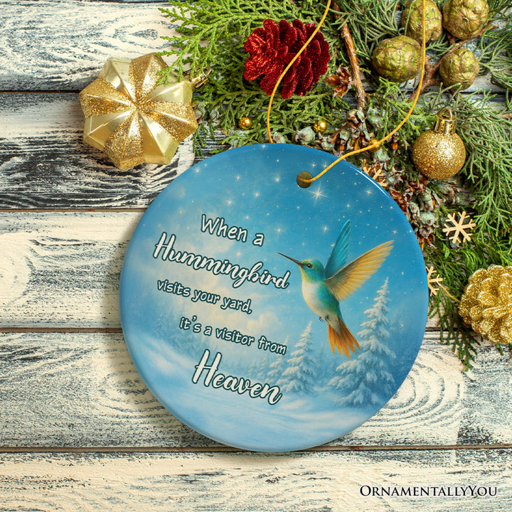 Hummingbird Visitor from Heaven Ornament, Sentimental Memorial Christmas Gift and Remembrance Keepsake