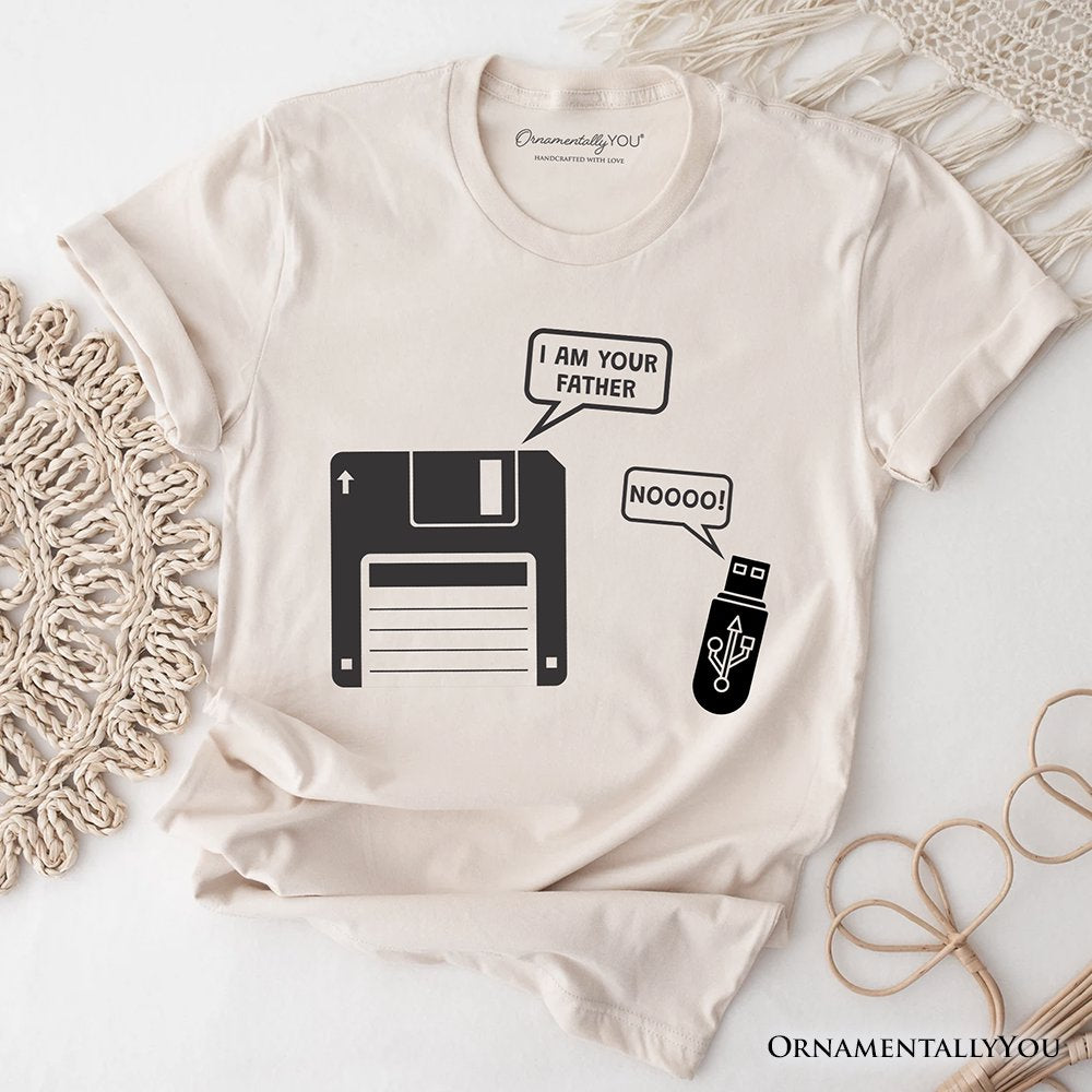 I Am Your Father Floppy Disk T-Shirt, Funny USB Retro Dad Computer Nerd Tee T-Shirts OrnamentallyYou Natural XS 