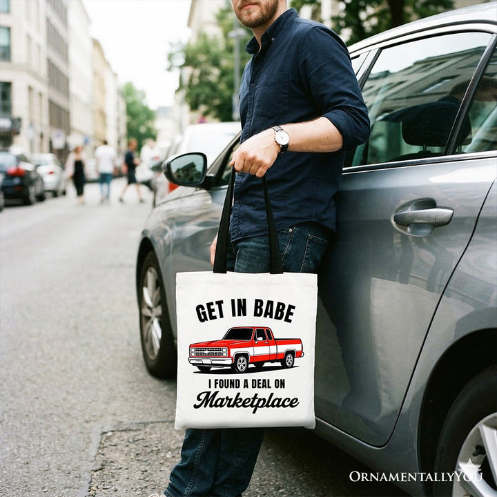 I Found A Deal On Marketplace Tote Bag, Funny Red Truck Gift Shopper Tote Bag OrnamentallyYou 