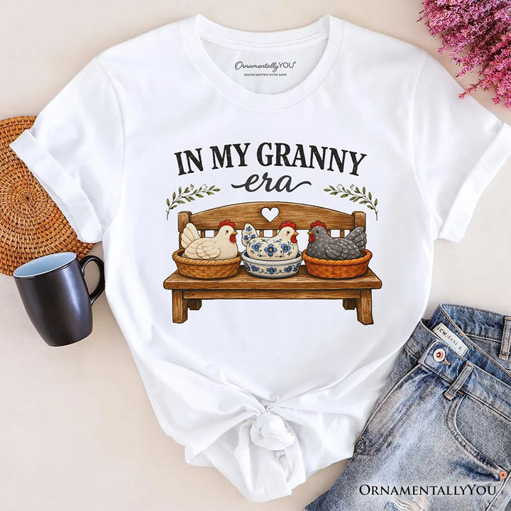 In My Granny Era Chicken Vintage T-Shirt, Cozy Farmhouse Country Grandma Tee T-Shirts OrnamentallyYou White XS 