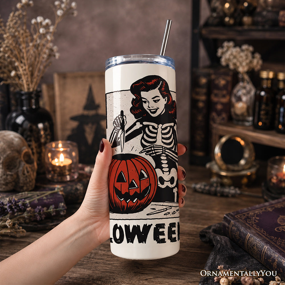 It's Never Too Early for Halloween 20oz Personalized Tumbler With Lid and Stainless Steel Straw, Funny Retro Sassy Woman Gift Cup