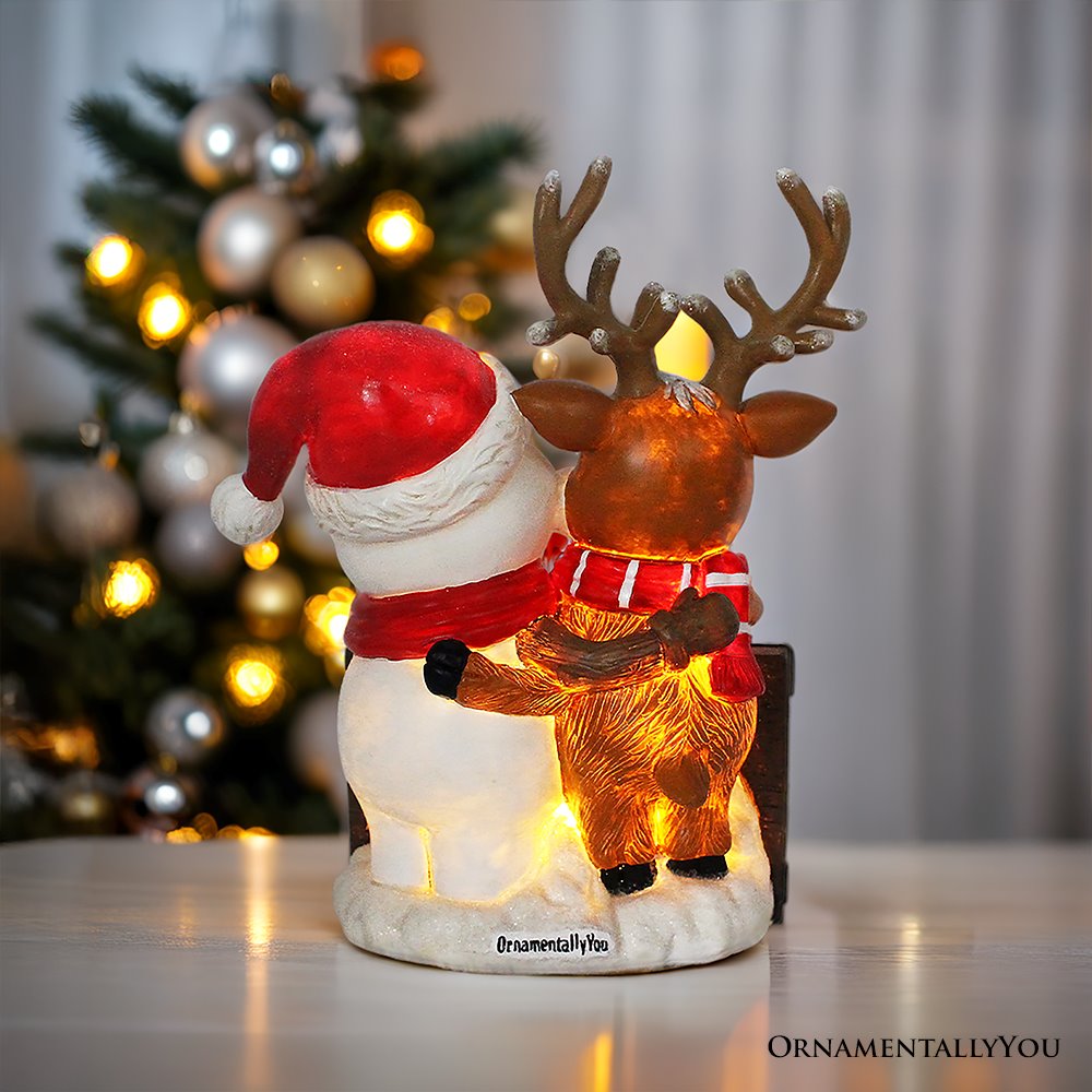 (Pre-Order) It's the Most Wonderful Time for a Beer Festive Figurine, 8" Snowman and Reindeer Christmas Party Statue Resin Statues OrnamentallyYou 