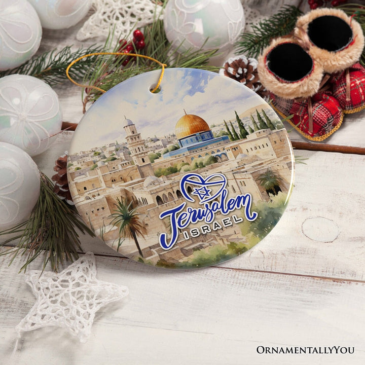 Jerusalem Israel Classic Artwork Ornament, Jewish Souvenir and Gift Ceramic Ornament OrnamentallyYou 