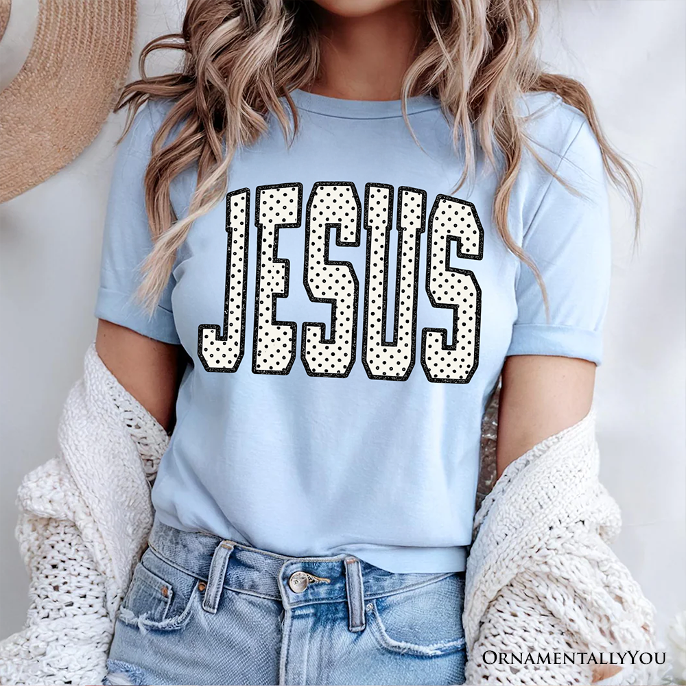 Jesus Polka Dot Christian Varsity T-Shirt, Cute Faith Tee