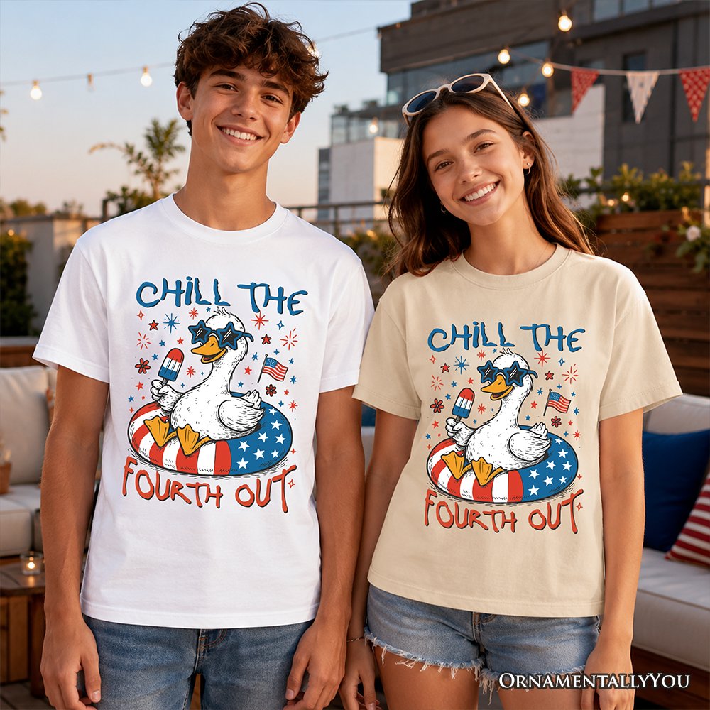 Kids Chill The Fourth Out Goose T-Shirt, Funny Youth Patriotic 4th of July Tee Kid's T-Shirts OrnamentallyYou 