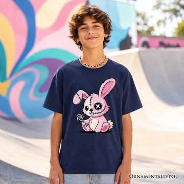 Kids Pink Zombies Bunny Cute T-Shirt, Cute Gothic Youth Halloween Tee Kid's T-Shirts OrnamentallyYou 