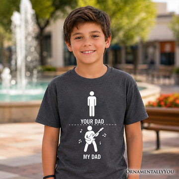 Kids Your Dad Vs My Cool Dad T-Shirt, Funny Bass Guitar Rock Father's Day Youth Tee