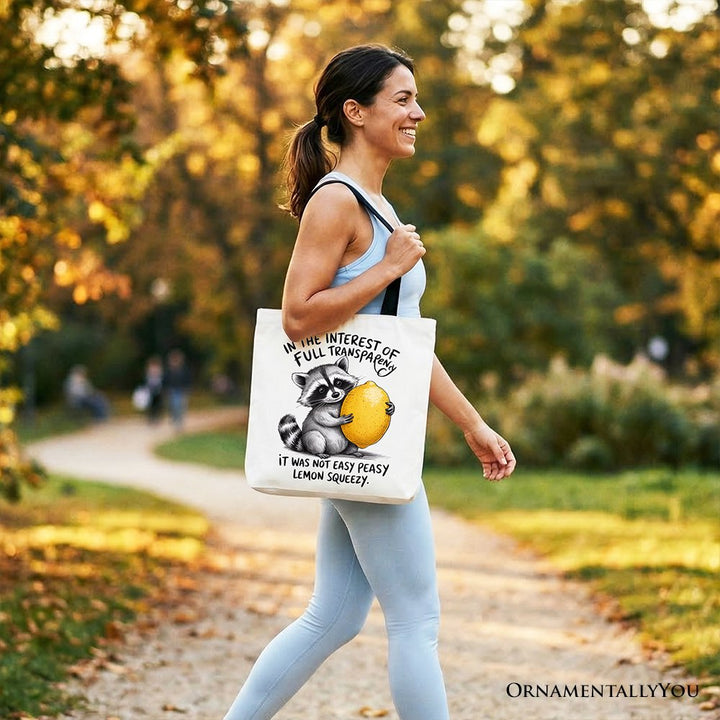 Lemon Squeezy Raccoon Tote Bag, Funny Gift Shopper for Sarcastic People Tote Bag OrnamentallyYou 