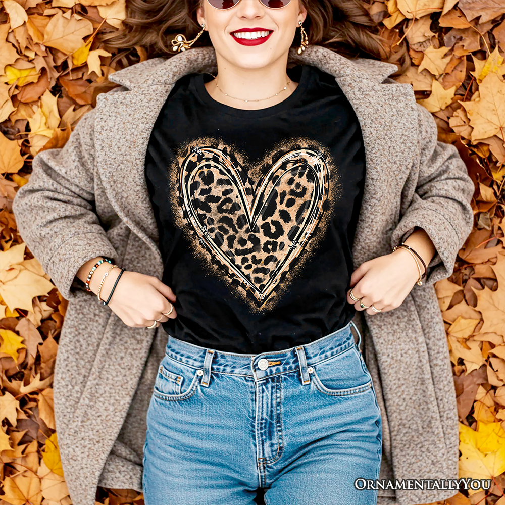 Leopard Heart Valentine T-Shirt, Watercolor Love Tee