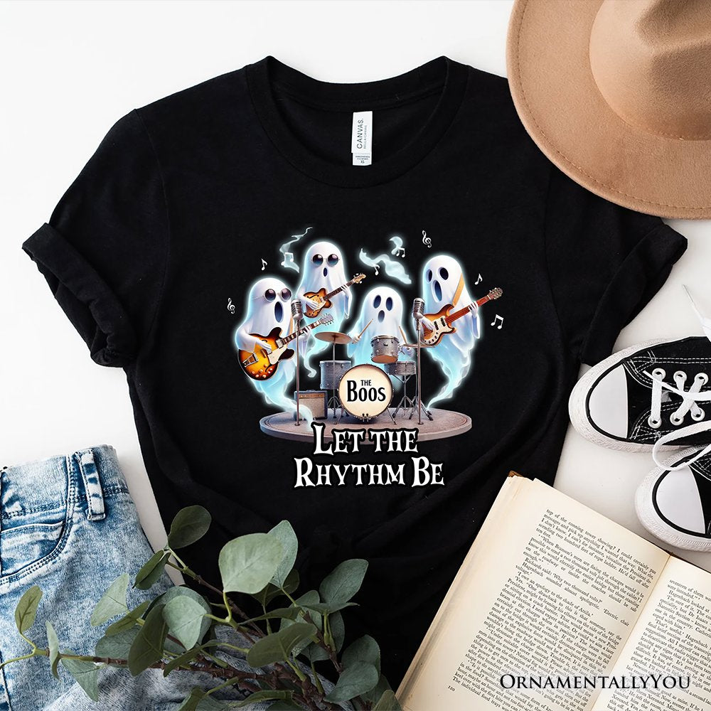 Let the Rhythm Be Ghost Band T-Shirt, Whimsical Music Tee for Guitar Rock Style People T-Shirts OrnamentallyYou Black XS 