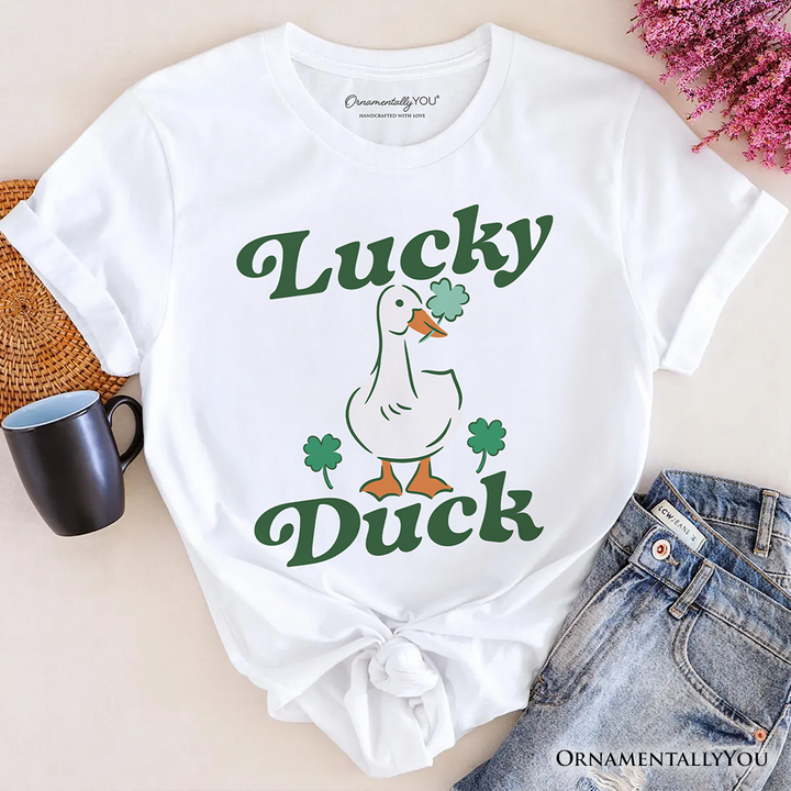 Lucky Duck St Patrick’s Day Shamrock T-Shirt, Cute Clover Tee