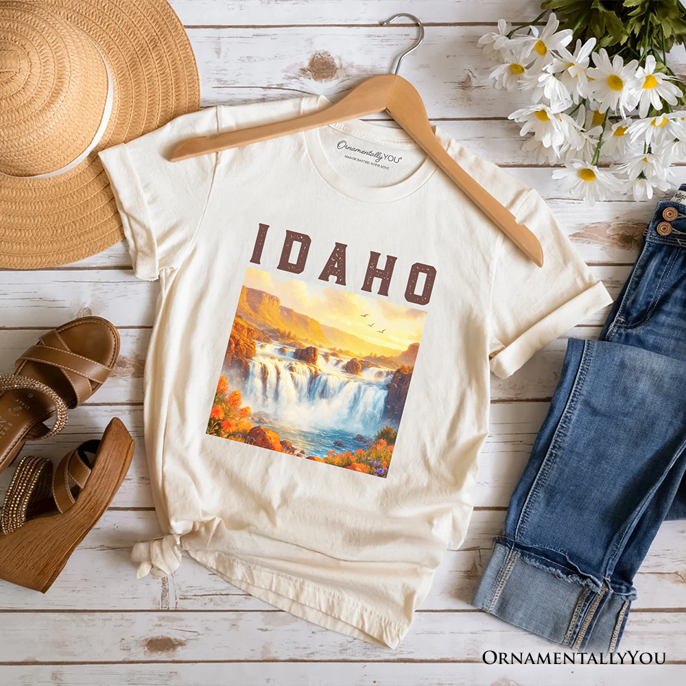 Majestic Idaho State Shoshone Falls T-Shirt, Scenic Waterfall Tee and Nature Travel Souvenir