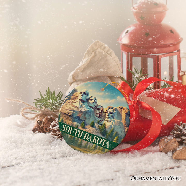 Majestic South Dakota Mount Rushmore Christmas Ornament, Historic American Monument Travel Gift and Keepsake