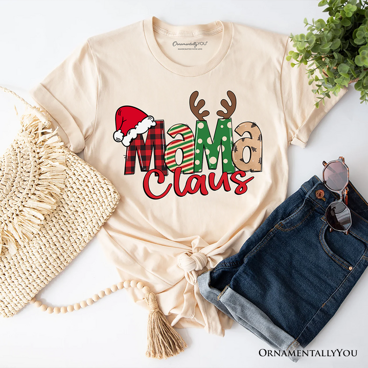 Mama Claus Retro Christmas T-Shirt, Matching Family Holiday Tee
