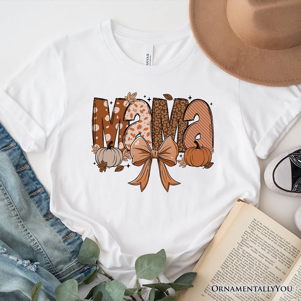 Mama Coquette Autumn T-Shirt, Cozy Fall Pumpkins for Mothers T-Shirts OrnamentallyYou White XS 