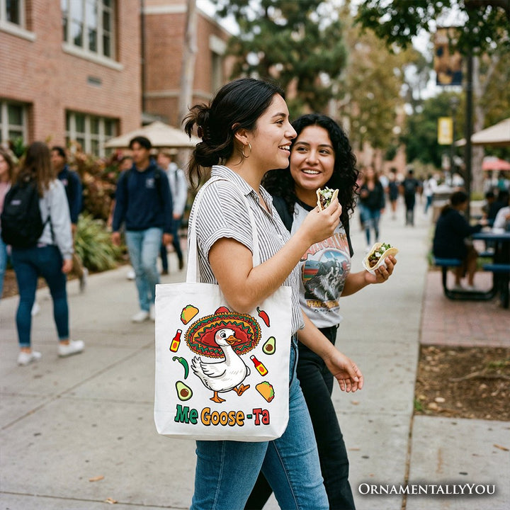 Me Goose-Ta Funny Tote Bag, Mexican Sombrero Goose Gift Shopper Tote Bag OrnamentallyYou 