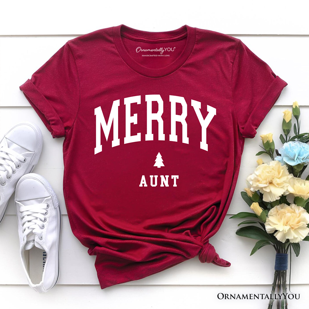 Merry Aunt Retro Christmas T-Shirt, Matching Family Holiday Tee