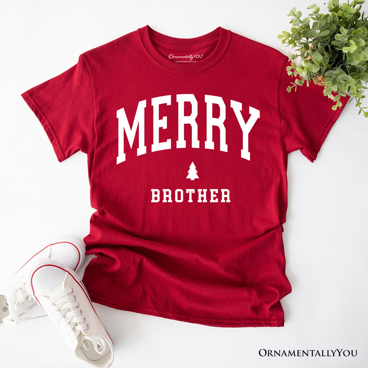 Merry Brother Retro Christmas T-Shirt, Matching Family Holiday Tee