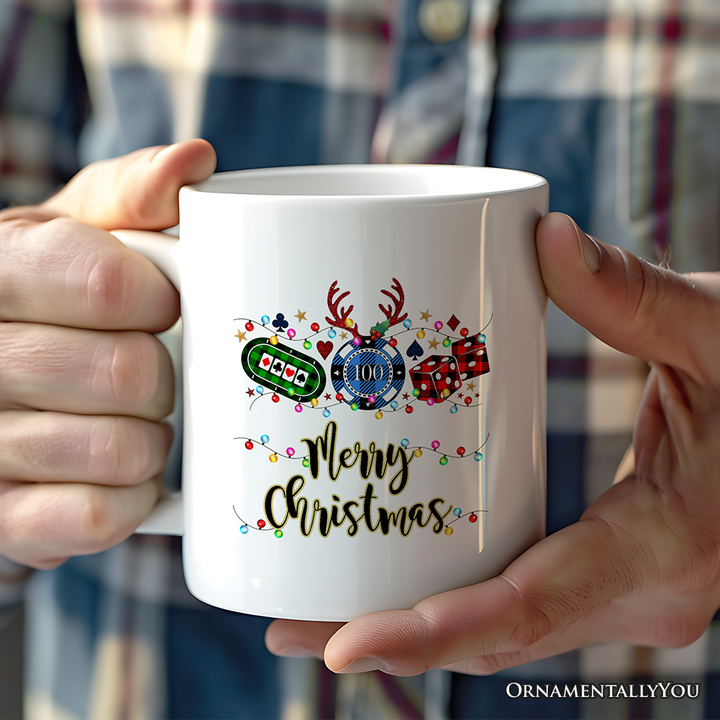 Personalized Mug Casino Buffalo Plaid Christmas, Poker and Dice, Player and Staff Gift