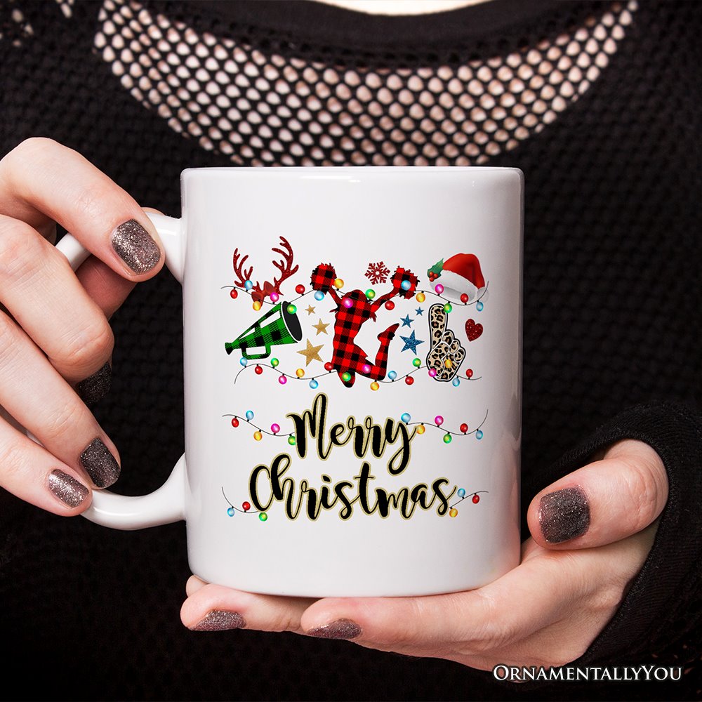 Personalized Mug Cheer Buffalo Plaid Christmas, Cheer Team or Coach Gift Personalized Ceramic Mug OrnamentallyYou 12oz Mug Non-Custom 