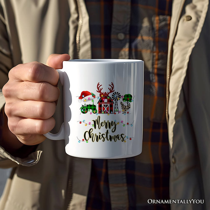 Personalized Mug Farm Buffalo Plaid Christmas, Farmhouse Gift Personalized Ceramic Mug OrnamentallyYou 12oz Mug Non-Custom 