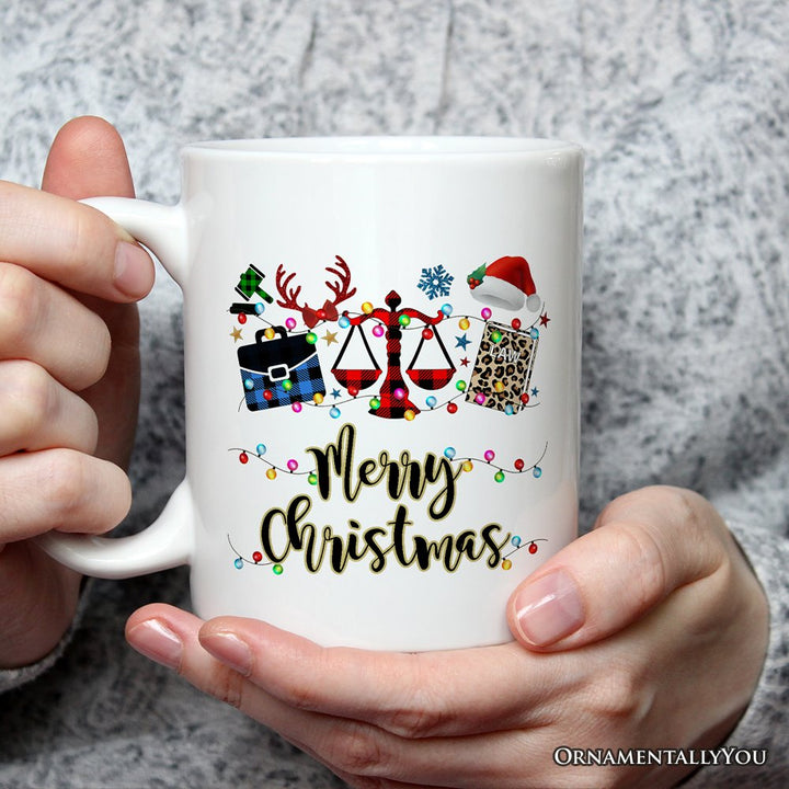 Personalized Mug Law and Legal Theme Buffalo Plaid Christmas, Lawyer and Paralegal Clerk Gift Personalized Ceramic Mug OrnamentallyYou 12oz Mug Non-Custom 