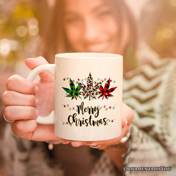 Personalized Mug Marijuanna Buffalo Plaid Christmas Cannabis Gift Personalized Ceramic Mug OrnamentallyYou 12oz Mug Non-Custom 