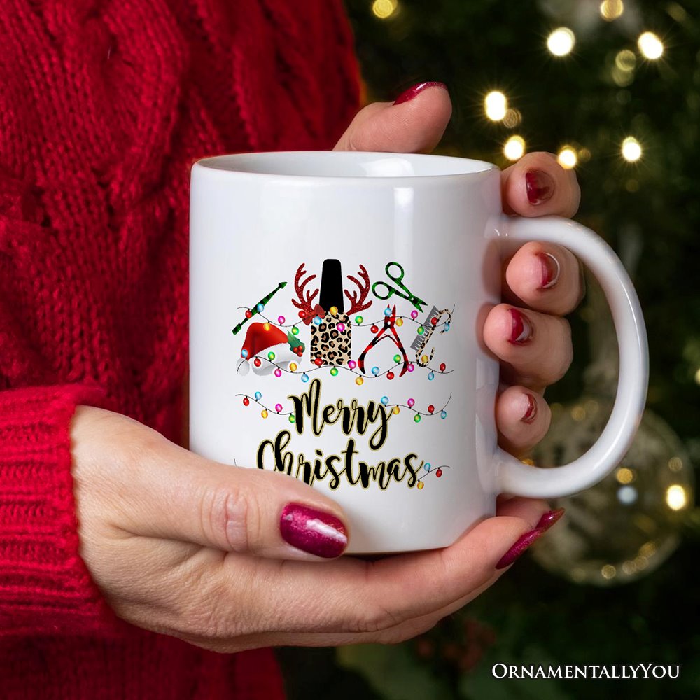 Personalized Mug Nail Tech Buffalo Plaid Christmas, Pedicure Gift Personalized Ceramic Mug OrnamentallyYou 12oz Mug Non-Custom 