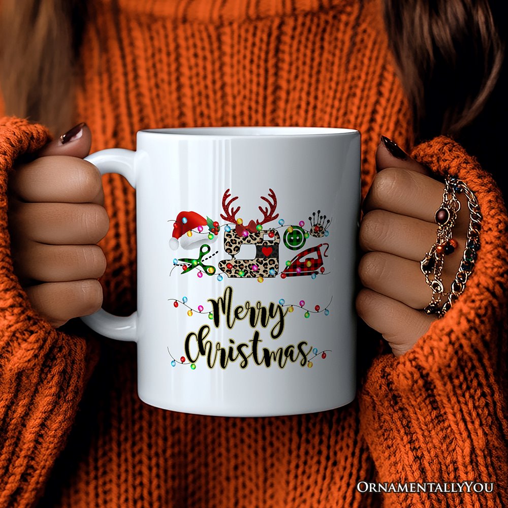 Personalized Mug Sewing Buffalo Plaid Christmas, Clothing Stylist Gift Personalized Ceramic Mug OrnamentallyYou 12oz Mug Non-Custom 