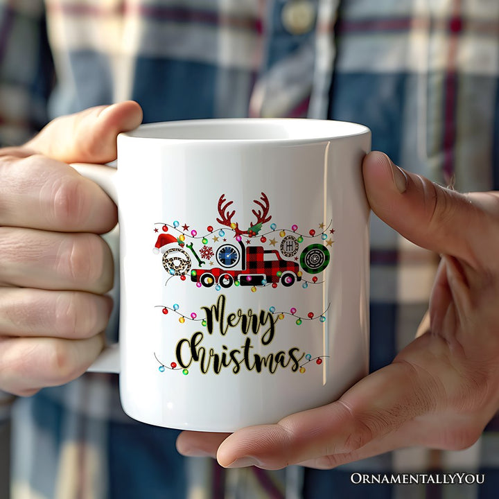 Personalized Mug Truck Driver and Logistics Buffalo Plaid Christmas, Freight Delivery and Dispatcher Gift Personalized Ceramic Mug OrnamentallyYou 