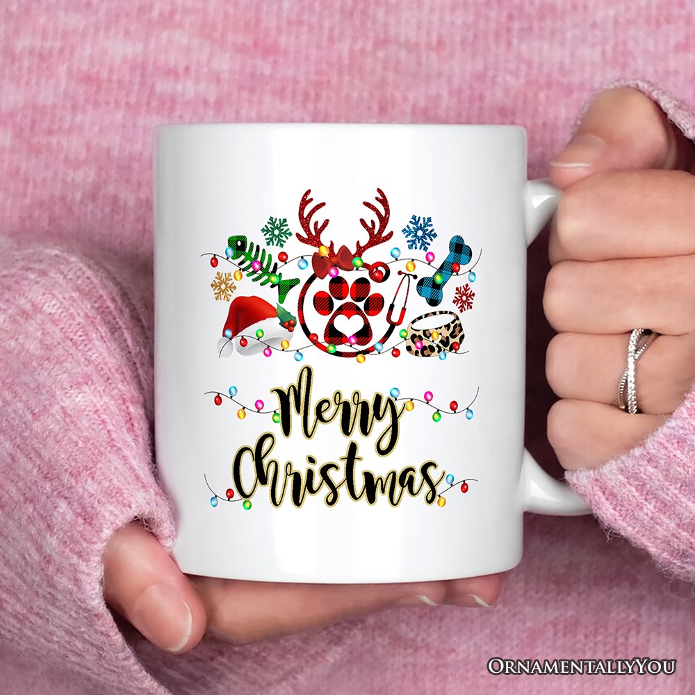 Personalized Mug Pet Themed Buffalo Plaid Veterinarian Christmas, Animal Owner Gift Personalized Ceramic Mug OrnamentallyYou 12oz Mug Non-Custom 