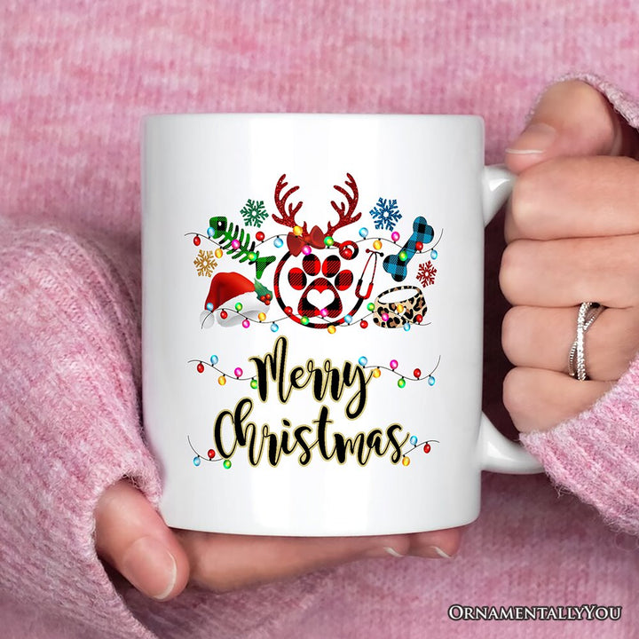 Personalized Mug Pet Themed Buffalo Plaid Veterinarian Christmas, Animal Owner Gift Personalized Ceramic Mug OrnamentallyYou 12oz Mug Non-Custom 