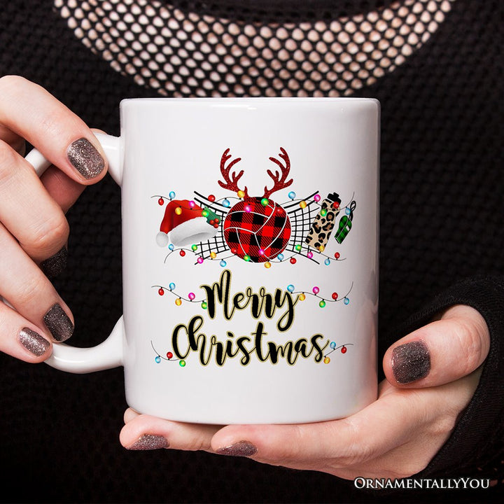 Personalized Mug Volleyball Buffalo Plaid Christmas, Team and Coaches Gift Personalized Ceramic Mug OrnamentallyYou 12oz Mug Non-Custom 