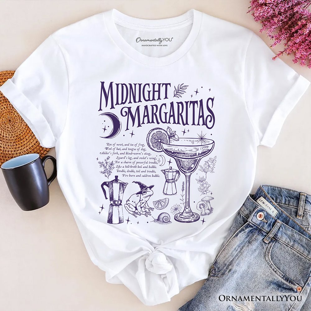Midnight Margaritas Halloween T-Shirt, Whimsical Tee for Drinking Witches T-Shirts OrnamentallyYou White XS 