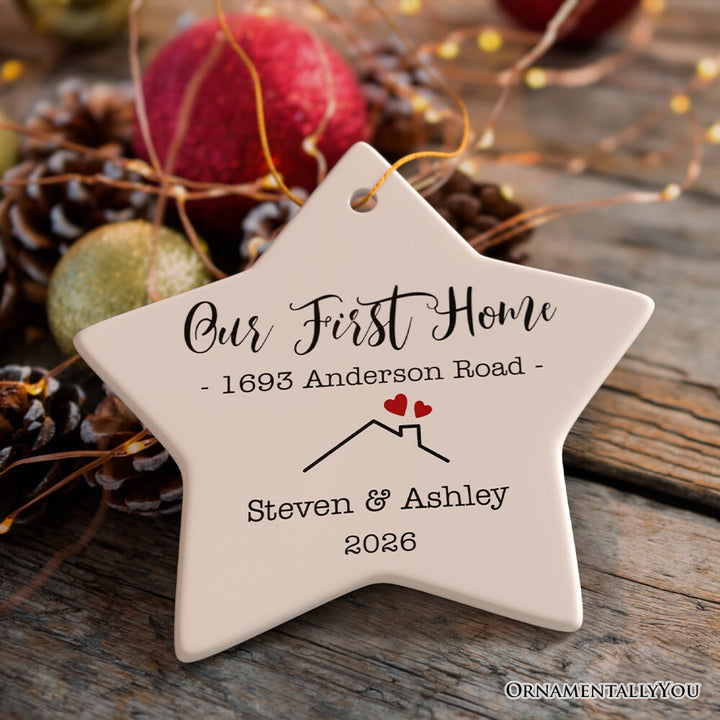 Minimalist New Home Christmas Ornament, Keepsake Housewarming Gift Ceramic Ornament OrnamentallyYou 