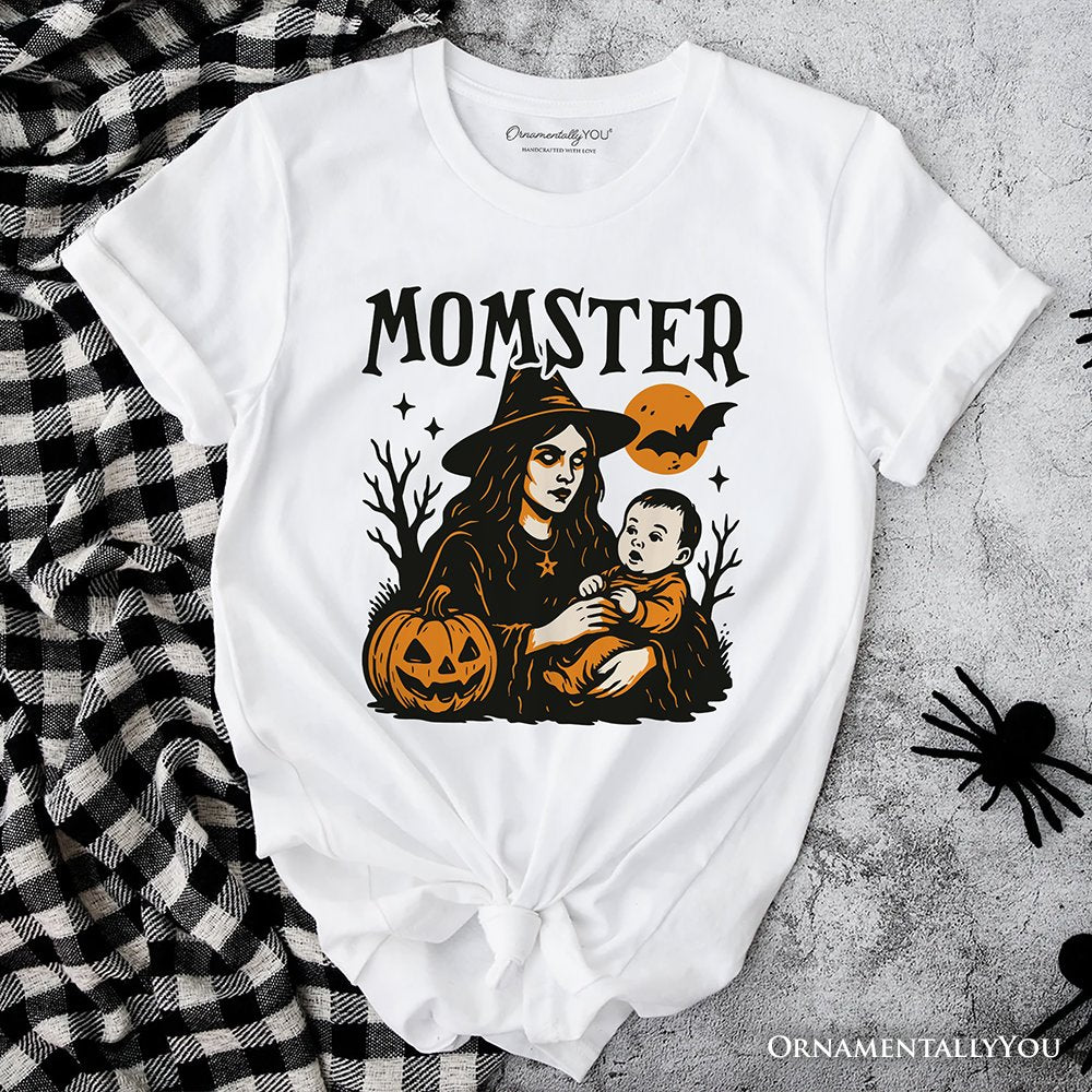 Momster T-Shirt for Spooky Season, Witchy Halloween Tee for Moms T-Shirts OrnamentallyYou White XS 