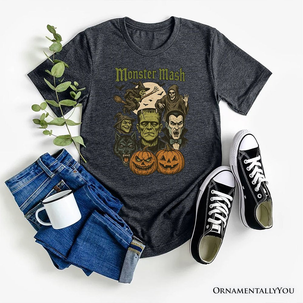 Monster Mash Classic T-Shirt, Halloween Monsters Tee for The Spooky Season T-Shirts OrnamentallyYou Gray XS 
