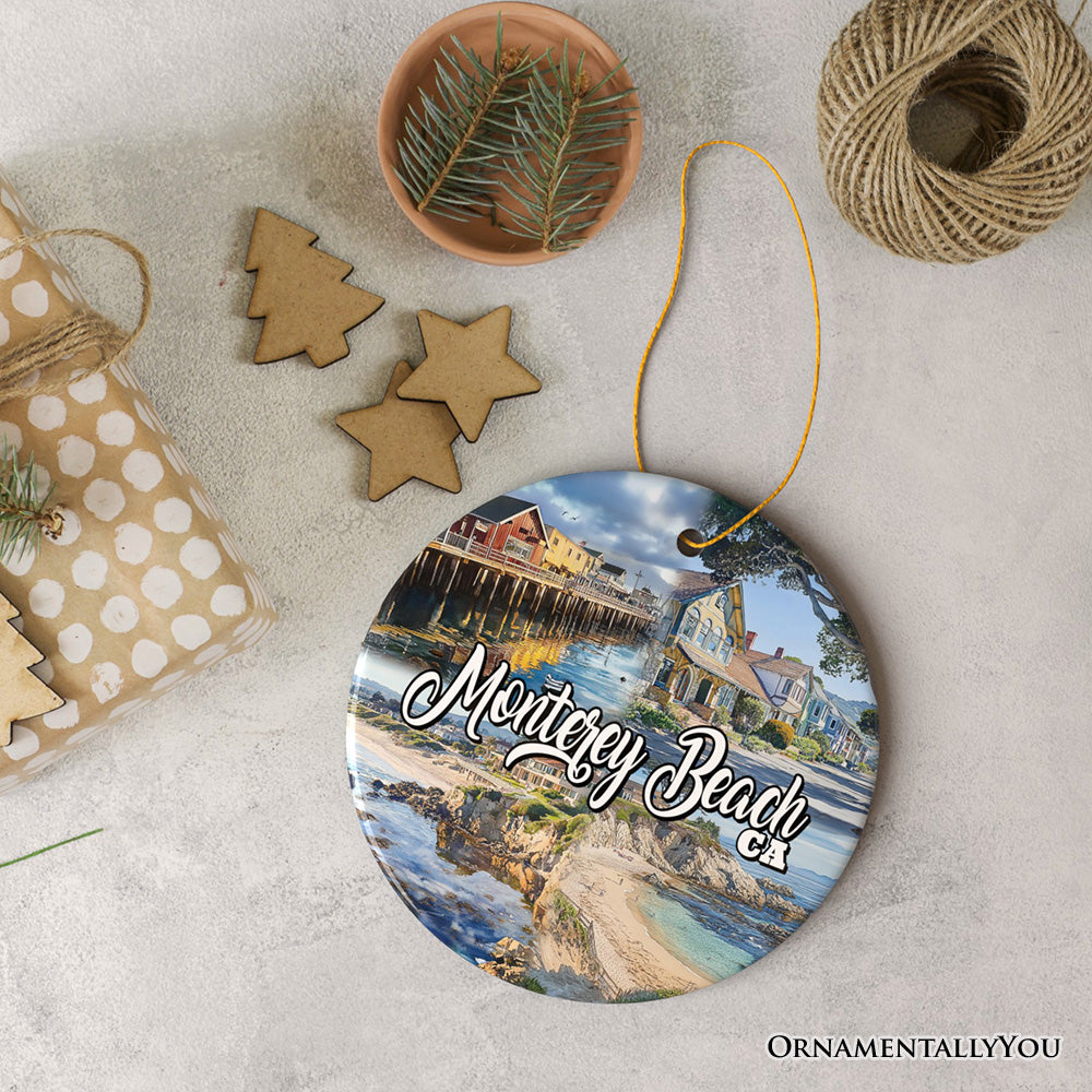 Monterey Beach Artistic Christmas Ornament, California Coastal Marine Life Decoration