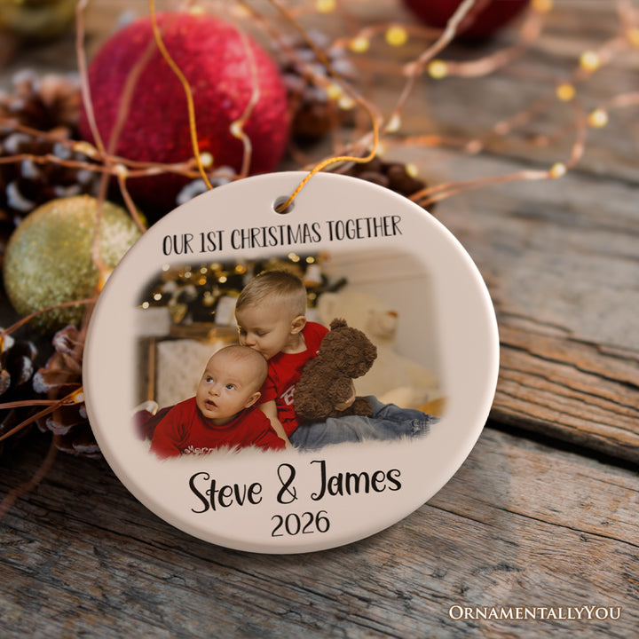 New Little Brother or Sister Customized Photo Ornament, Our 1st Christmas Together