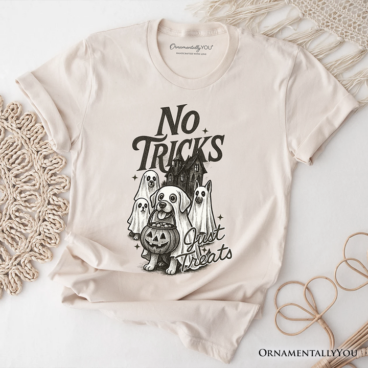 No Tricks Just Treats Dog T-Shirt, Funny Halloween Puppy Tee with Spooky Vibes