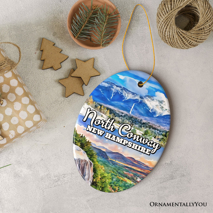 North Conway Scenic Adventure Ornament, New Hampshire White Mountain Charm and Christmas Gift and Souvenir