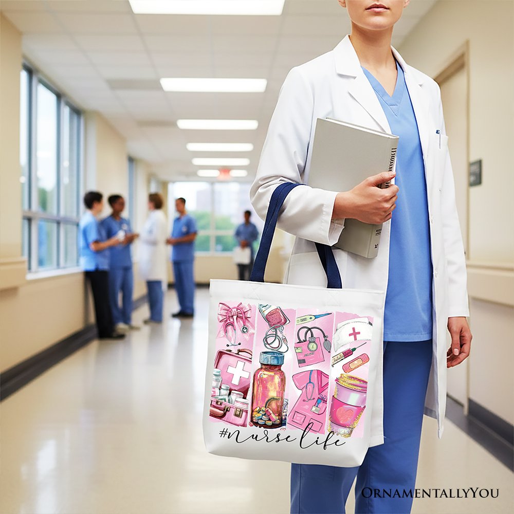 Nurse Life Canvas Tote Bag, Medical Essentials Gift Bag for Coquette Nurses Tote Bag OrnamentallyYou 